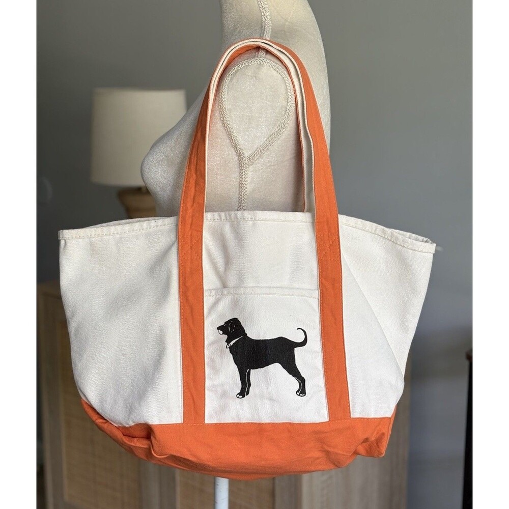 The Black Dog Martha's Vineyard Orange Canvas Tote Bag 12x20 Carryall Beach
